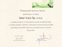 Certyfikat jakości dla Inter-Lers
